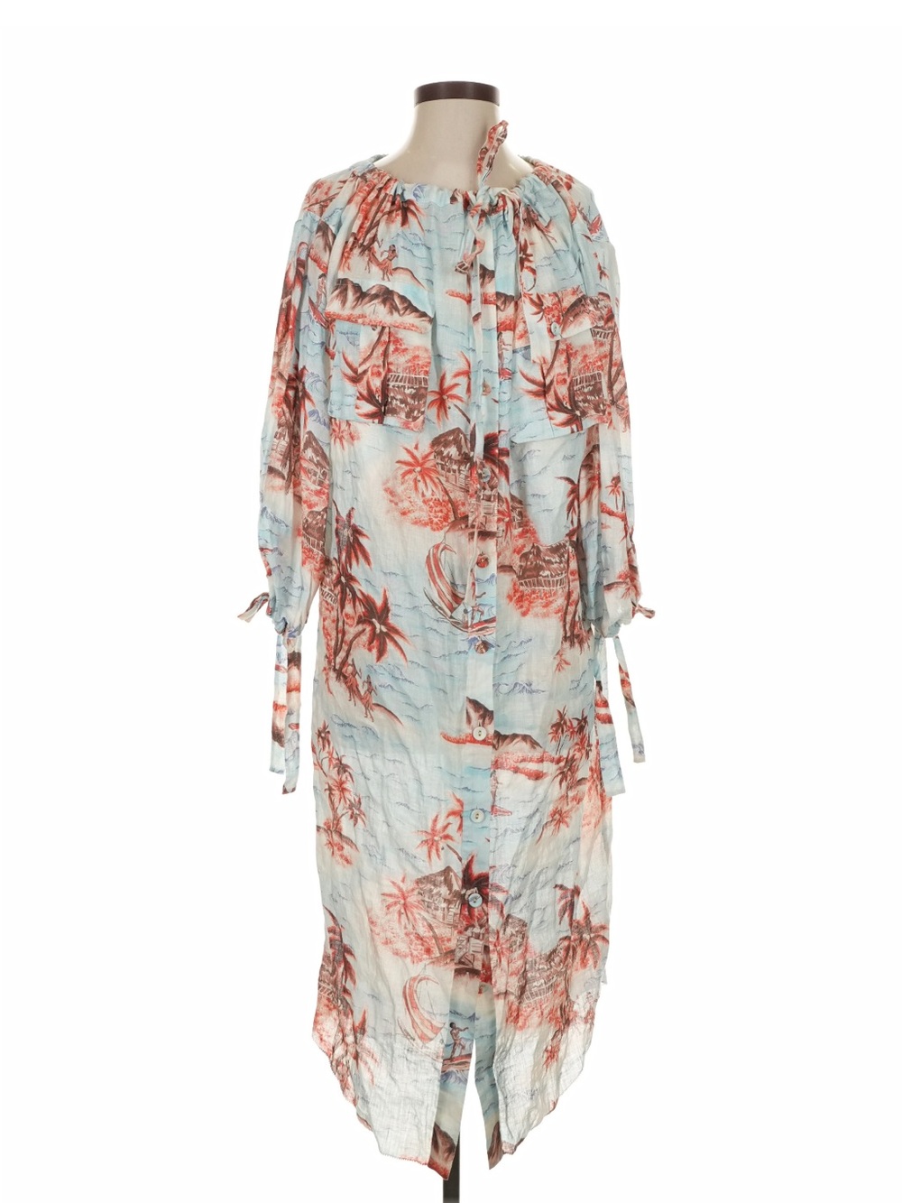 Zimmermann Blue and Coral Printed Midi Dress